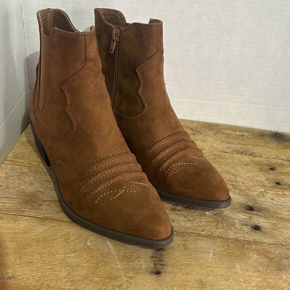 Carlos by Carlos Santana Montana brown Western Boots cowgirl riding booties - Picture 8 of 8